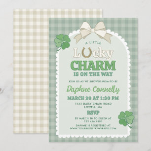Witte Strik Paardenschoen Lucky Charm Baby Shower Kaart