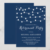 Witte String Lights Marine Blauw Pensioen Partij Kaart (Voorkant / Achterkant)