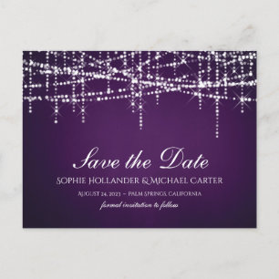 Witte String Lights op Royal Paarse Briefkaart