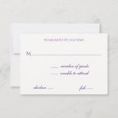 Witte String Lights op Royal Paarse RSVP Kaartje (Achterkant)