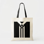 Witte Stripes en Chevrons op zwart met monogram Tote Bag (Voorkant)