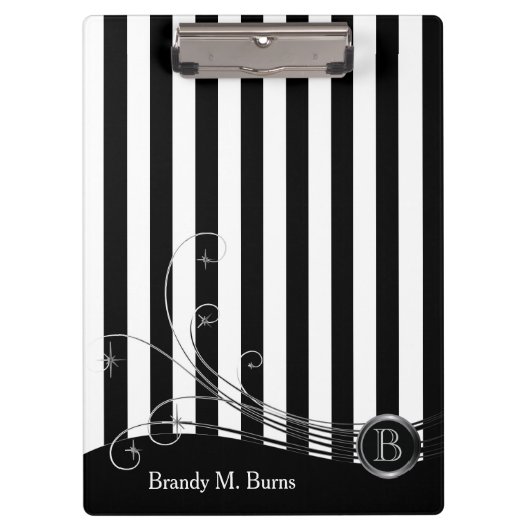 Witte Stripes en zwarte Swirls Klembord (Voorkant)