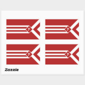 Witte strips en Chevrons op rood met monogram Rechthoekige Sticker (Vel)