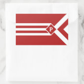 Witte strips en Chevrons op rood met monogram Rechthoekige Sticker (Tas)