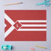 Witte strips en Chevrons op rood met monogram Tissuepapier (Craft)