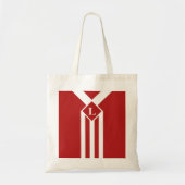 Witte strips en Chevrons op rood met monogram Tote Bag (Voorkant)