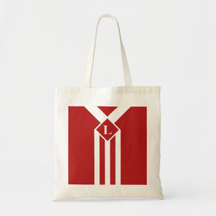 Witte strips en Chevrons op rood met monogram Tote Bag