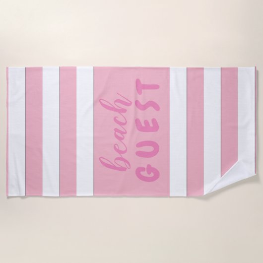 Witte strips op roze, aangepaste tekstbeugel strandlaken (Voorkant)