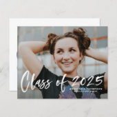 Witte Struik Lettering Foto Afstuderen Uitnodiging (Voorkant / Achterkant)