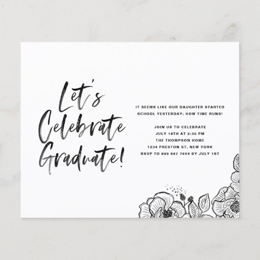 Witte Struik Lettering Foto Afstuderen Uitnodiging (Achterkant)