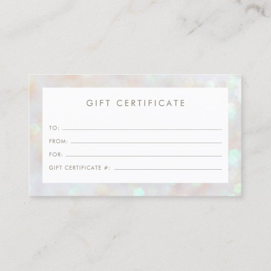 Witte subtiele Glitter Bokeh Cadeaukaart Aanbevelingskaartje (Achterkant)