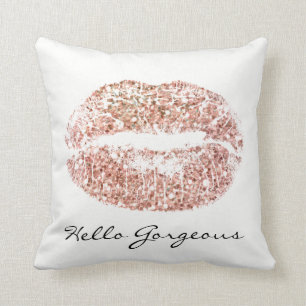Witte superroze kus lips glitter kussen