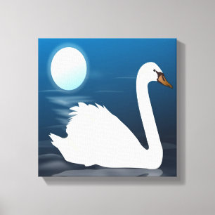 WITTE SWAN CANVAS AFDRUK
