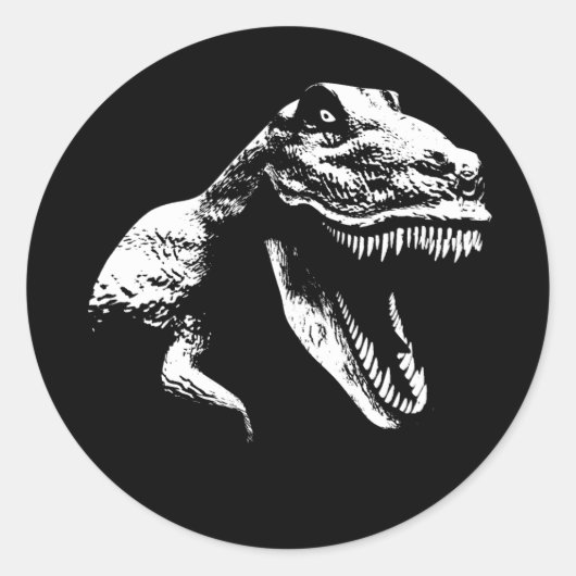 Witte T Rex Ronde Sticker (Voorkant)