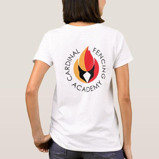 Witte T-shirt met CFA-logo. (Achterkant)