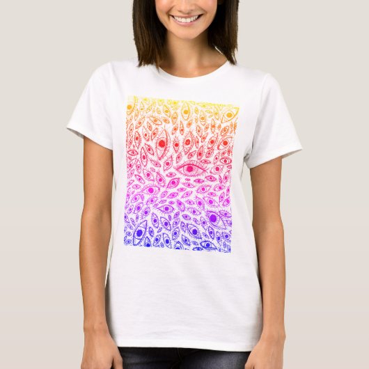 Witte T-shirt met handgemaakt ontwerp van het oogb (Voorkant)