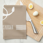 Witte & Tan Stripes en nautische bootanker Theedoek (Quarter Fold)