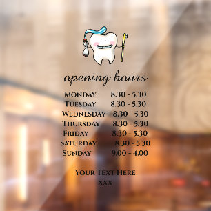 witte tand tandarts openingstijden vensterbank raamsticker