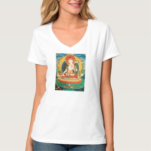 WITTE TARA BUDDHIST DEITY T-SHIRT (Voorkant)