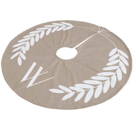 Witte Tarwe Laurels Burlap Fleece Kerstboom Rok (Gekanteld)