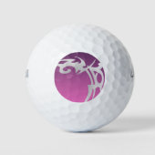 Witte tattoo print op paarse verloop golfballen (Voorkant)