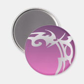 Witte tattoo print op paarse verloop magneet (Voorkant / Achterkant)