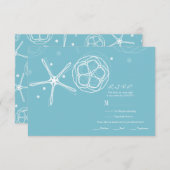 Witte & Teal Stervis Elegant Trouw RSVP Antwoord (Voorkant / Achterkant)