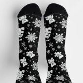 Witte teddybeer en sneeuwvlokken naadloos patroon sokken (Top)