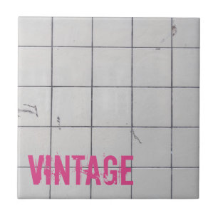 Witte  tegels 80s 70s retro gebruikte look tegeltje