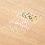 Witte tekst Brede Logo Business Grand Opening Acryl Uitnodigingen (Laagn)