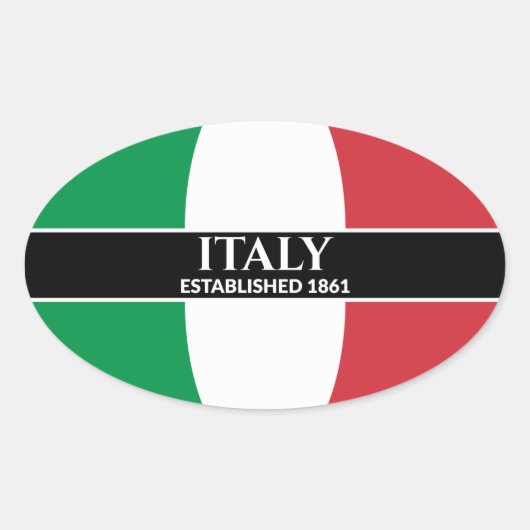 Witte tekst Italië heeft vlag 1861 ingesteld Ovale Sticker (Voorkant)