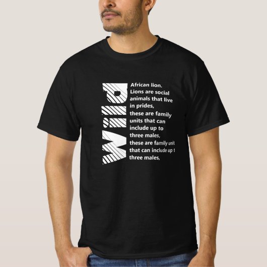 Witte tekst l Wild African Lion print achterzijde T-shirt (Voorkant)