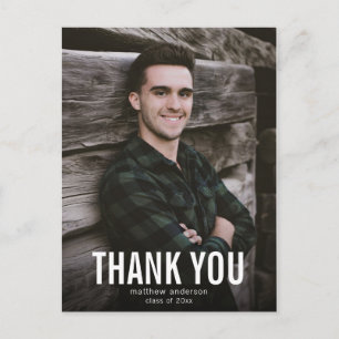 Witte tekst Mannelijk Dank u Afstuderen Briefkaart
