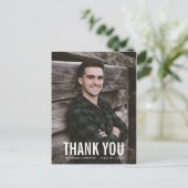 Witte tekst Mannelijk Dank u Afstuderen Briefkaart (Staand voorkant)