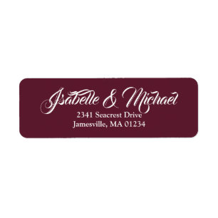Witte tekst op Bourgogne rode retour adreslabels Etiket