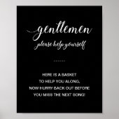 Witte tekst op zwarte Mannen Bathroom mandje Poster (Voorkant)