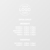 Witte tekst Open dagelijkse openingstijden uw logo Raamsticker (Vel)