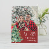 Witte tekst Rode vrolijke kerstkaart (Staand voorkant)