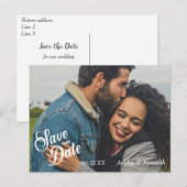 Witte tekst Sla de trouwdatum op Briefkaart (Voorkant / Achterkant)