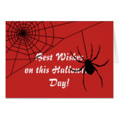 Witte tekst, spin & web, Red Halloween Kaart (Voorkant Horizontaal)