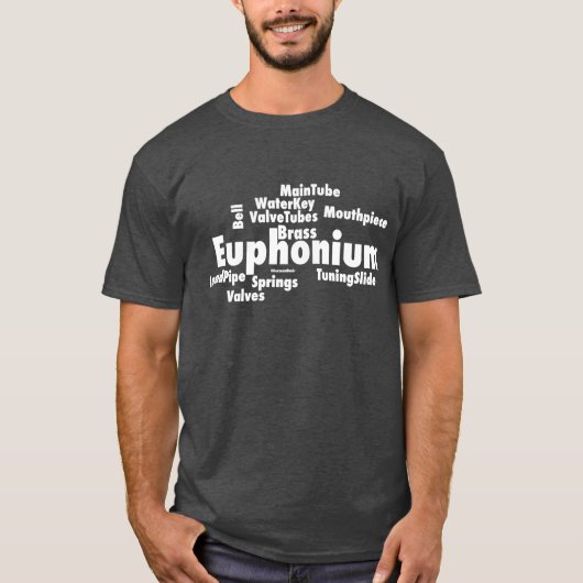 Witte tekst voor eufonium Word Cloud T-shirt (Voorkant)