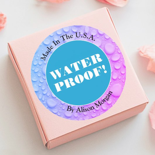 Witte tekst watertest, DIY 3-tekstregels, foto Ronde Sticker