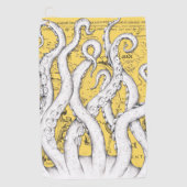 Witte Tentacles Octopus Map Sun Nautical Golfhanddoek (Voorkant)
