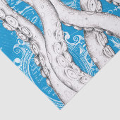 Witte Tentakels Octopus  Kaart Blauw Nautisch Tissuepapier (Detail)