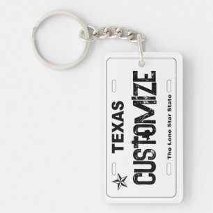 witte Texas licentie bord sleutelhanger