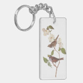Witte-Throated Sparrow Audubon Bird in Dogwood Sleutelhanger (Voorkant Links)
