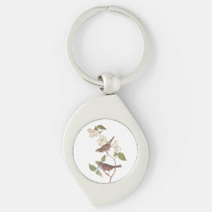 Witte-Throated Sparrow Audubon Bird in Dogwood Sleutelhanger