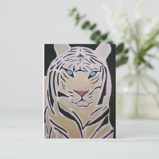 WITTE TIGER BRIEFKAART (Staand voorkant)