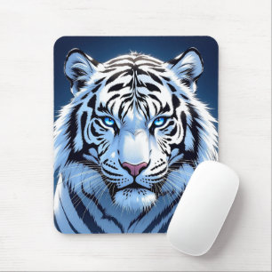 Witte Tijger Ai Kunst met Blauwe Ogen Muismat