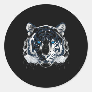 Witte Tijger Blauwe Ogen Wilde Kat Dier _1 Ronde Sticker